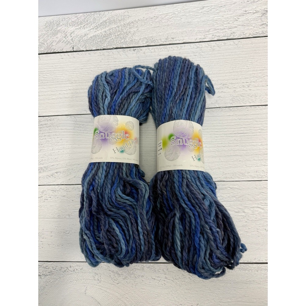 2 Skeins Alpaca Yarn Company Snuggle Hand Dyed Bulky Blue 208 Yds Peru